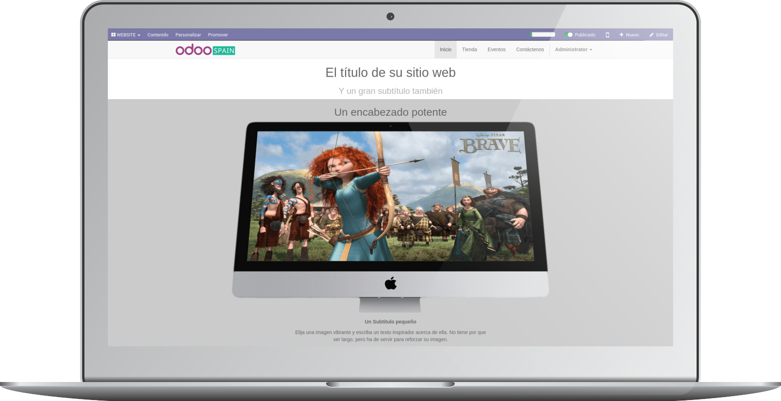 Una imagen dígital de una pantalla de ordenador, mostrando un portal web creado con el módulo de Portal Web de Odoo.